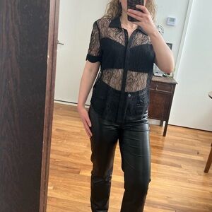 ASTR Black Lace Sheer Top